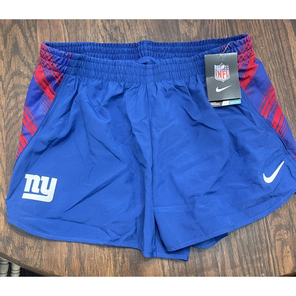 Nike Women's New York Giants Dri Fit Running Shorts Red Blue Size Large NWT